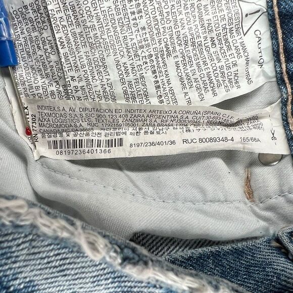 Zara Jeans Women's Size 4 Blue Light Wash High Rise Distressed Denim Jeans - Picture 9 of 10